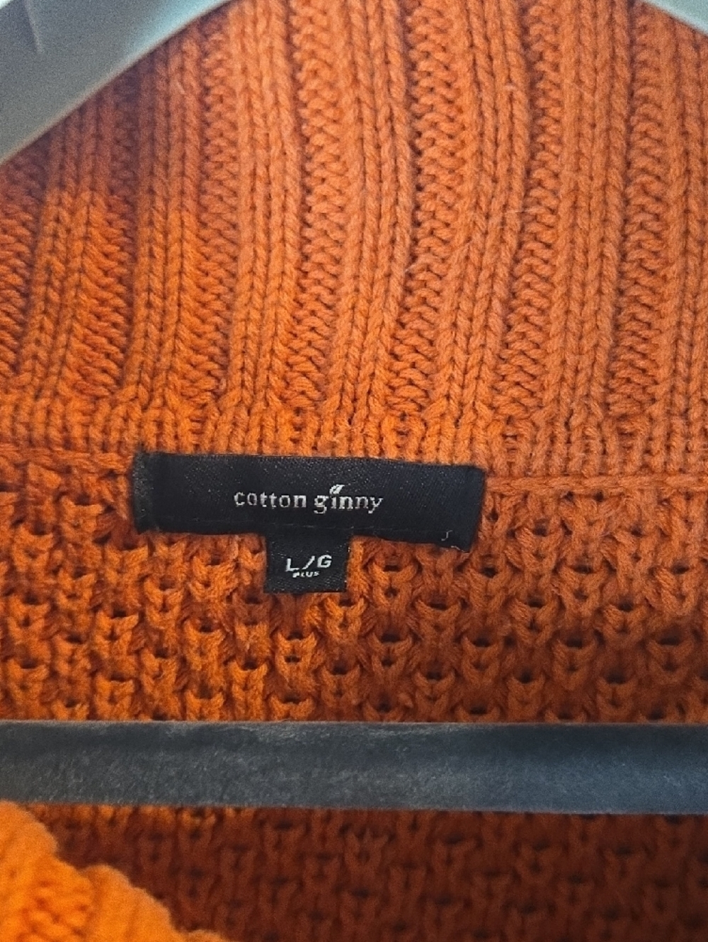 Vintage Cotton Ginny Burnt Orange Chunky Knit Cowl Neck Sweater - Picture 2 of 4